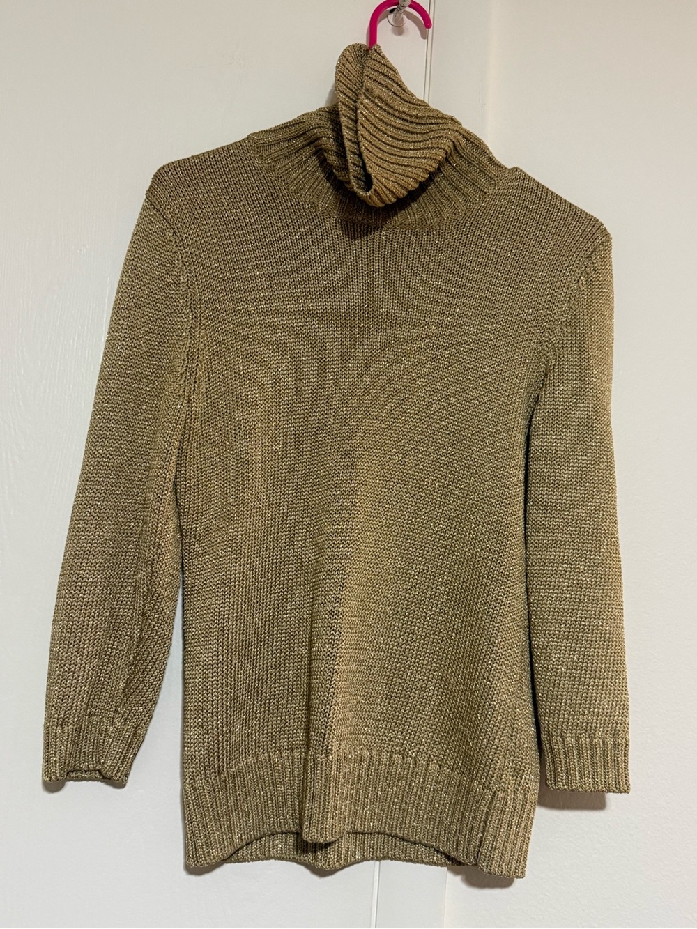 Lauren Ralph Lauren Gold Metallic Knit Turtleneck Sweater - Size M